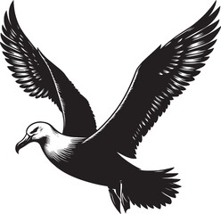 Beautiful albatross bird Silhouette isolated on white background Minimalist albatross vector shape