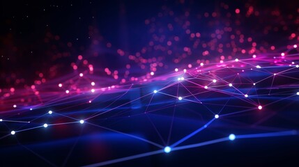 Vibrant abstract background with glowing lines and dots, representing a digital network or interconnected systems.