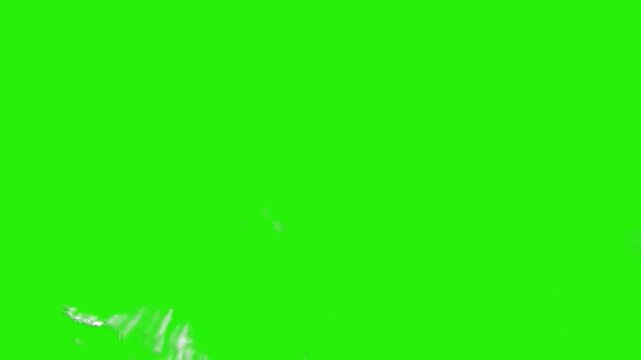 Water splash, underwater explosion or object hitting the water surface with isolated green screen transparent background