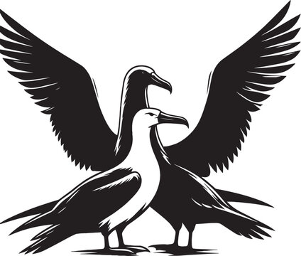 recommend clip art: Beautiful albatross bird Silhouette isolated on white background Minimalist albatross vector shape