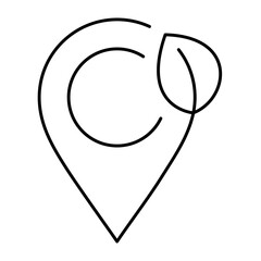 Eco Location Editable Line Icons. Green Technology, Net Zero, Carbon Neutral and Environmental Sustainability Concept in Minimal Style. Thin Outline Icons Collection