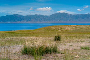 Sailimu lake, or Sayram lake, an endorheic freshwater lake in the northern Tianshan Mountains, Bortala Mongol Autonomous Prefecture, Xinjiang Uyghur Autonomous Region, China