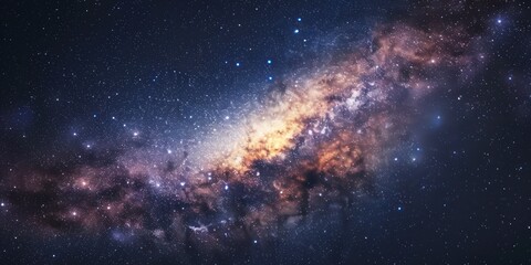 Milky Way Galaxy with Bright Clouds and Stars