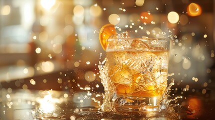 A hyper-realistic photograph of drink mixing