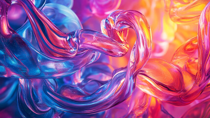 Obraz premium Colorful abstract swirling shapes intertwining in a vibrant display of light and texture