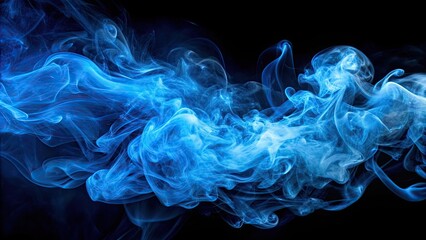 Obraz premium Abstract blue smoke on black background, creating a mysterious and ethereal atmosphere , blue, smoke, abstract, mist, dark