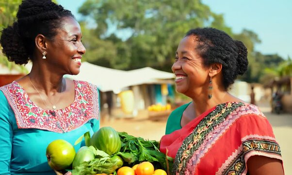 Malagasy Woman Helping Neighbor Carry Groceries
