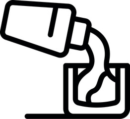 Simple vector icon of mouthwash being poured from a bottle into a cup, perfect for representing oral hygiene