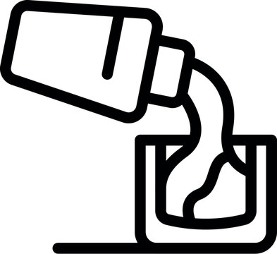 recommend clip art: Simple vector icon of mouthwash being poured from a bottle into a cup, perfect for representing oral hygiene