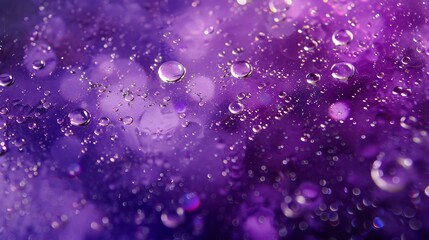 Abstract Purple Background with Water Droplets and Glimmering Lights