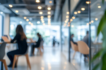 Business office with blurred people casual wear, with blurred bokeh background, blurred background