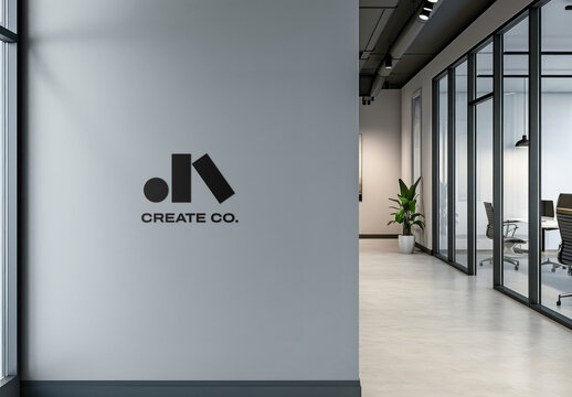 Office Indoor Wall Mockup With Generative AI