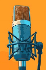 Music and Radio Talk: Bright Illustration of Podcast Studio