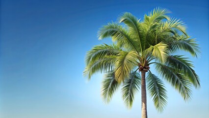 Botanical sketch of a majestic palm tree against a clear sky