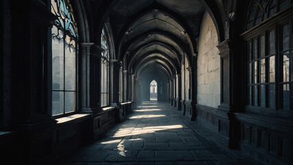 Fototapeta premium Photorealistic Grim Reaper in a Castle Corridor