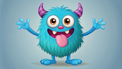 Naklejka premium Cute monster with legs, arms, and a long tongue , monster, cute, realistic, legs, arms, tongue, adorable, creature, Halloween