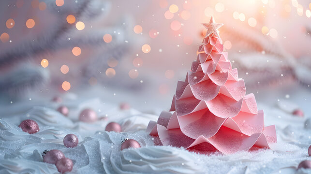 Twinkling Pastel Geometric Paper Christmas Tree