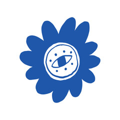 Abstract Blue Flower With Eye Design Illustration