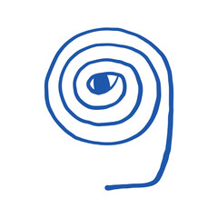 Blue Spiral Eye Illustration with Minimalistic Design
