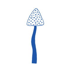 Simple Blue Mushroom Illustration on White Background