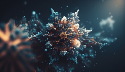 Abstract representation of a swirling cloud formation with water droplets and soft lighting effects