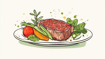 A fresh, beautifully plated steak with vibrant vegetables, showcasing a delicious and nutritious meal for food lovers.