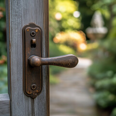 Classic Entryway Detail: Close-Up View of a Handle with Thumb Latch on a Different Barn Door