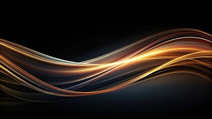 Naklejka premium Abstract gradient black background with elegantly flowing wavy lines, gradient, black, background, wavy, lines, elegant, abstract