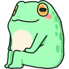Sitting Green Frog Character