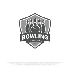 emblem of bowling logo template design. illustration vector element of bowling ball and bowling pins