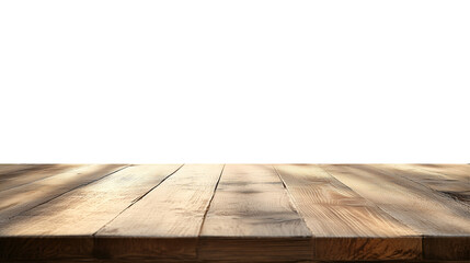 Light wooden table top on white background, Products presentation concept