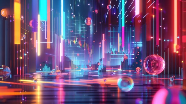 Dynamic data analysis  vibrant charts and graphs in realistic photo capturing complexity