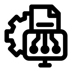 information system, engineering, development, configuration, system engineering, data engineering outline icon