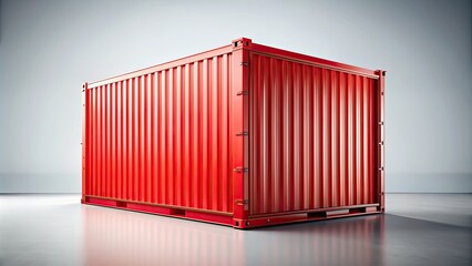 Red cargo container isolated on background, shipping, transportation, logistics, industrial, cargo, storage, container, freight