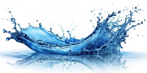 Obraz premium Blue water splash with high speed frozen motion, water, splash, blue, dynamic, motion, fluid, flowing, refreshing, abstract, aqua