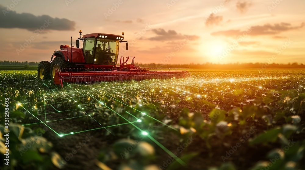 Poster cutting edge smart agricultural equipment transforming farming practices with edge computing and rea