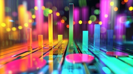 Vivid floating charts and graphs  abstract representation of data analysis and insight discovery