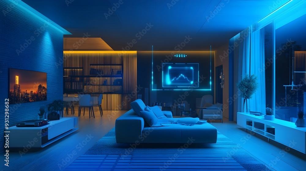 Poster edge computing technology seamlessly powering a range of smart home devices within a stylish and ope