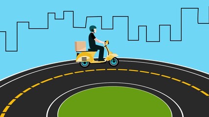 person riding a bike - Delivery guy Animation - Flat animation