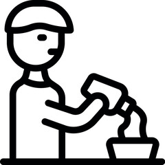 Gardener is fertilizing his plant to help it grow strong and healthy