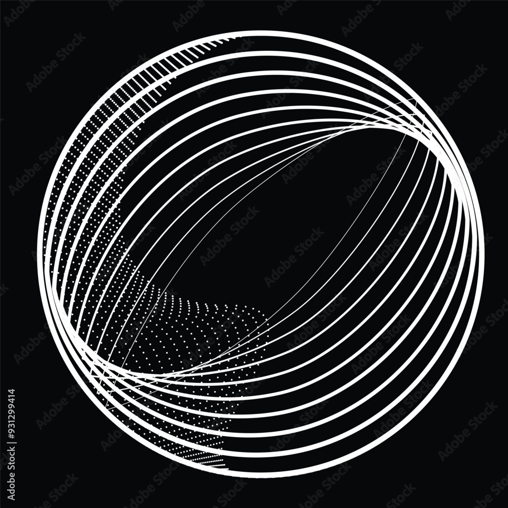 Poster abstract oval lines background with geometric circles . vector rotating ellipse line design . poster