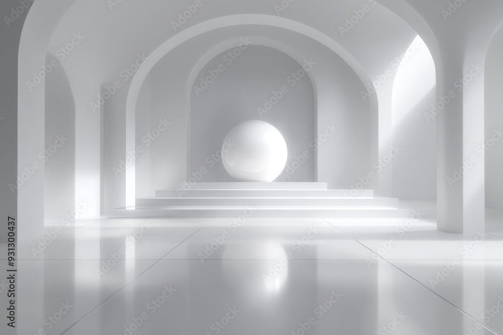 Poster abstract minimalistic white space with soft lighting and simple geometry representing purity simplic