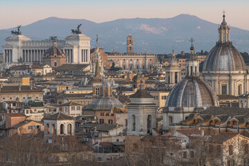Fototapeta premium Rome picturesque cityscape at sunset from St. Angelo Castle. Italy