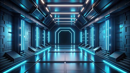 Obraz premium Futuristic dark geometric environment , futuristic, geometric, round, organic, shape, render, hdri, hdr, vr