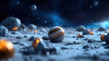 Naklejka premium Surreal night sky with stars transformed into colorful orbs.
