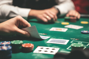 Naklejka premium A man plays in a casino