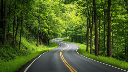Enjoy a breathtaking summer drive through a vibrant green forest. --ar 16:9 --v 6.1 Job ID: 0ecd918a-3087-4659-bd30-cbe0ce65d9fb