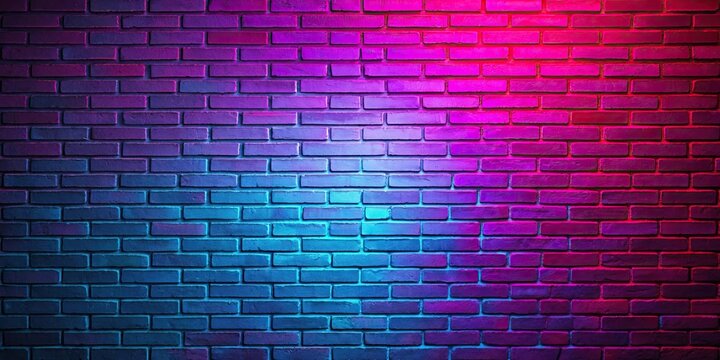 Fototapeta Vibrant neon brick wall background , neon, brick, wall, background, bright, colorful, eye-catching, glowing, fluorescent