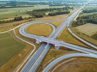 Highway interchange in rural Europe connecting major routes