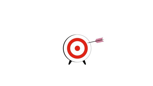 Animated Target with Darts Flying to the Bullseye, Precision and Accuracy Concept, 2D Animation